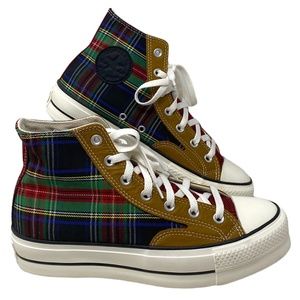 Converse Ctas Lift Platform High Top Canvas Plaid Multi Women's Custom 569923C